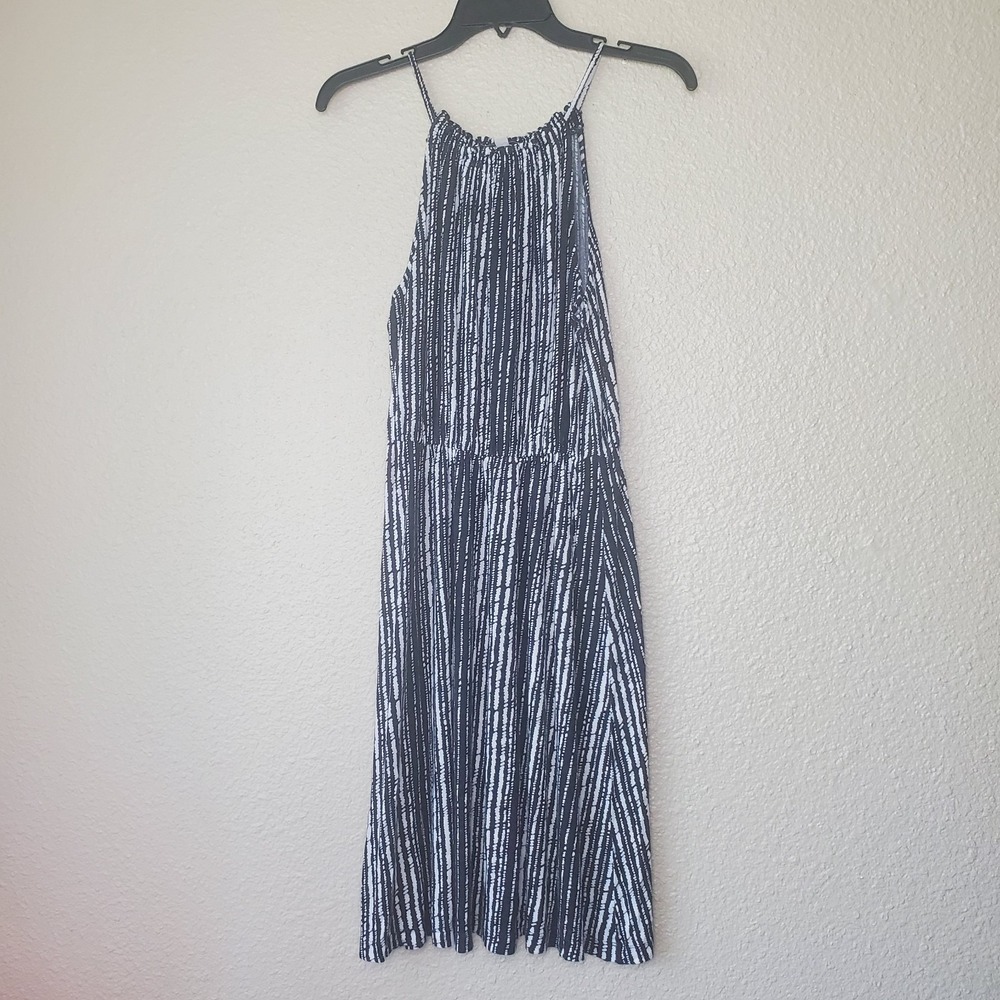 Ann Taylor Loft Women's Black and White Striped Stretch‎ Dress, XS Casual